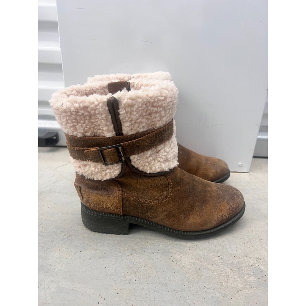 UGG Blayre III 1095153 Winter Boots Women US 7.5 Brown Leather Shearling Cuff
